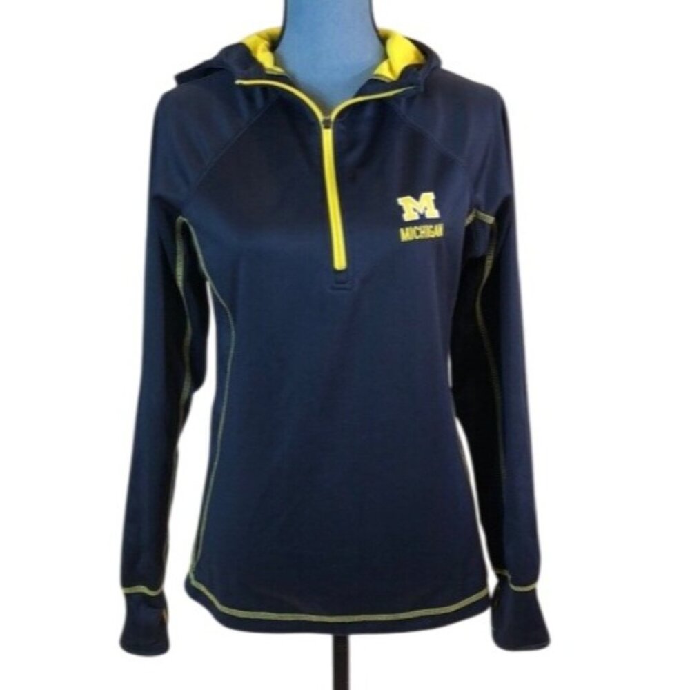 Colosseum Michigan Womens Active Hoodie Jacket Navy & Yellow Medium